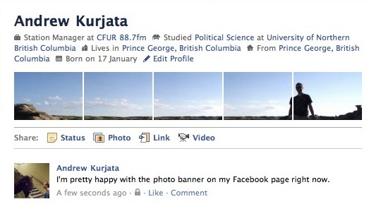 banner facebook profile. This morning, I upgraded to the new Facebook profile.